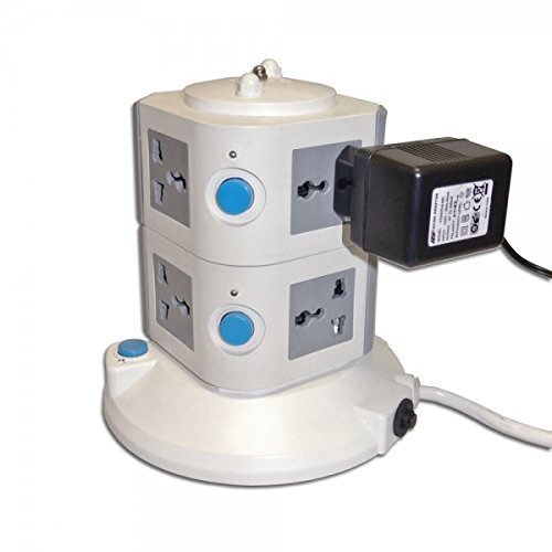 Kompakt multiuttagstorn: 8 uttag - 4 000 W 16 A - universell adapter