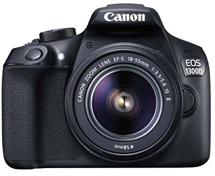 Canon EOS 1300D (versión importada) - Cámara réflex de 18 MP (Pantalla de 3, Full HD, 18-55 mm, f/3.5-5.6, NFC, WiFi), Color Negro - Kit con Objetivo EF-S 18-55 mm IS II