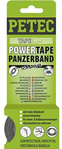 PETEC Panzertape schwarz Gaffa Tape schmal. Schwarzes Klebeband 5 m Isolierband Gewebeband Panzerband Panzerklebeband extra stark 86105