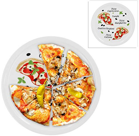 Plato Pizza (2 unidades Margherita grande – 30,5 cm Plato de porcelana con un precioso diseño – para pizza/Pasta, los 'Grandes Hambre' o para anrichten Adecuado