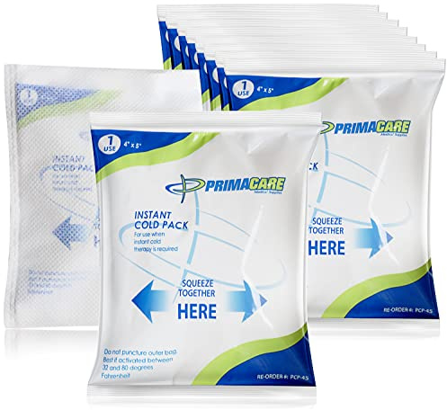 Primacare PCP-45 Instant Cold Packs (4” x 5”) – 24 Disposable Ice Packs with Non-Woven Covers for Pain Relief, Swelling, Inflammation, Sprains, Toothaches, First Aid, for Athletes & Outdoor Activities