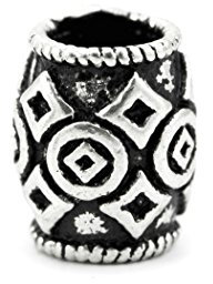 Battle-Merchant Wikinger Bartperle mit Ornamenten aus Silber - Perle für Dreadlocks Dreads - Innendurchmesser 4 mm