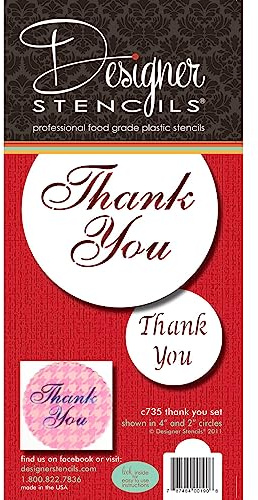 Designer Stencils Thank You Cookie and Cupcake Stencil Set, Beige/Semi-Transparent