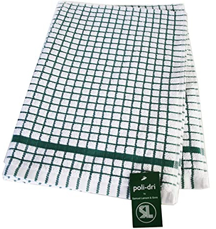 Samuel Lamont & Sons Poli-Dri Tea Towel Green, Size 50cm x 70cm, 100% Cotton Terry Towelling , Ultra-Absorbent & Super Soft Kitchen Towel , Machine Washable, Green, One Size