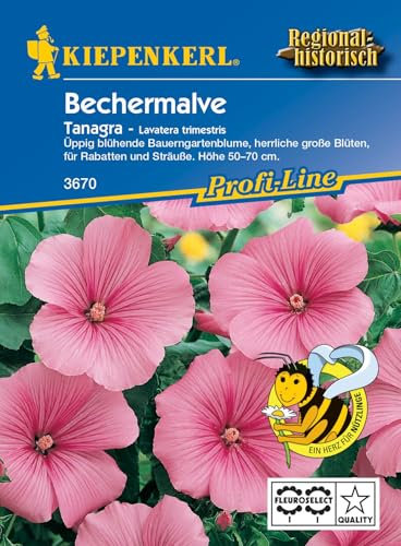 Kiepenkerl Profi-Line Bechermalvensamen Tanagra Rosa 3670 - Üppig blühend - Große Blüten - Höhe 50-70 cm - Blumensamen Mischung, Blumenwiese Samen, Saatgut