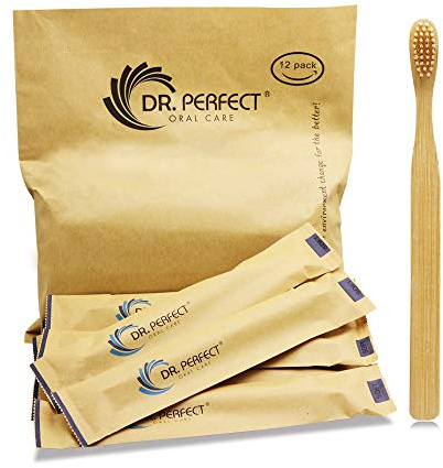DR PERFECT Natural Bamboo Toothbrush Soft Bristles for Adults Pack of 12