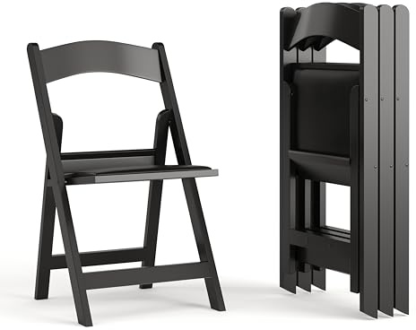Flash Furniture Hercules Series Folding Chairs for Weddings and Formal Events, Stackable Commercial Event Seats with 1,000-lb. Static Weight Capacity, Set of 4, Black