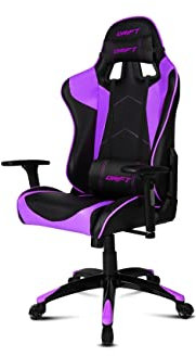 Drift DR300 Gaming DR300BP- Professional Gaming Stuhl, Kunstleder, 3D-Armlehnen, Kolbenklasse 4, neigbarer Sitz, höhenverstellbar, Liegeposition, Lenden- und Nackenkissen, Farbe schwarz/violett