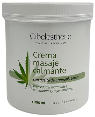 Crema CBD para masaje calmante 1000ml - Crema cannabis dolores articulares y antiinflamatoria - Masaje relajante y anti-estrés - Aporta propiedades hidratantes y regeneradoras a la piel Cibelesthetic
