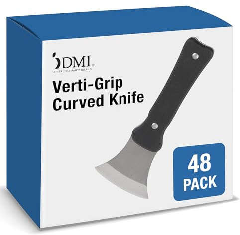 DMI Steak Knife, Rocker, Curved, Verti Grip Kitchen and Dinner Steak Knife for Ease of Chopping or Limited Hand Strength, Dishwasher Safe, Stainless Steel Blade