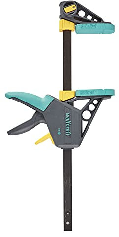 wolfcraft EHZ 100-300 Einhandzwinge PRO 3031000 - Kraftvolle Zwinge zum professionellen Spannen von Werkstücken mit nur einer Hand - Spannkraft: 120 kg - Spannweite: 300 mm