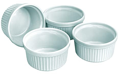 Ibili 230010 Soufleform, 4-er Set, weiss, aus Keramik, Serie Ceràmica, Höhe 5 cm, 0,17 Liter