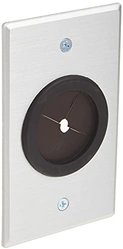 C2G Legrand Cable Pass Through with Rubber Grommet, Grommet Wall Plate Works as Pass Through Wall Plate, Brushed Aluminum, Silver, 1 Count, C2G 40489