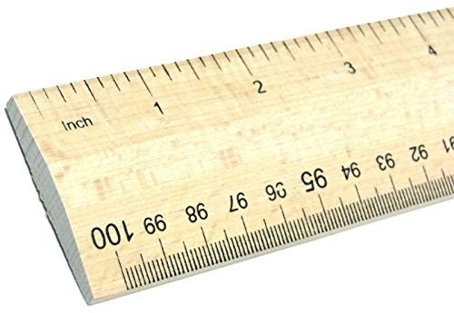 Holzlineal, 1 Meter, Zollstock, imperiale und metrische Maße, mm cm, Markierungen, Hartholz, Schule, Büro, Schneiderbank mit Griff für einfaches Messen (1 Meter Lineal)