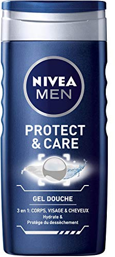 NIVEA MEN Gel douche Protect & Care (1x 250 ml) — Soin lavant enrichi en Aloe Vera naturel — Gel douche homme 3 EN 1 — Soin nettoyant corps visage et cheveux à la formule hydratante