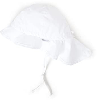 Sterntaler Sonnenhut - Unisex Sommerhut - UV-Schutz 50+ Mütze mit breiter Krempe und Größenregulierung - Nackenschutz - Bindebänder - Baby und Kinder Kopfbedeckung aus Popeline (Bio) - weiß, Größe 53