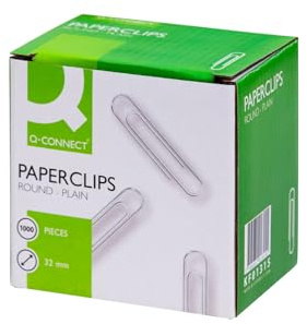 Q-Connect KF01315 Pappersklämmor, Silver 32 mm, Paket med 1000