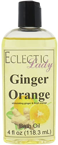 Ginger Orange Bath Oil - Scented Body Oil - Relaxing & Moisturizing Bathing Oil - Fragrance Body Oil For Dry & Rough Sensitive Skin - 4 oz