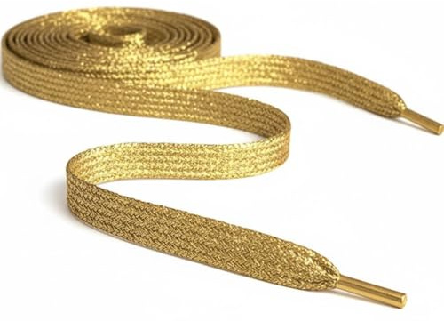 Gold Glitter Flat Shoelaces 120cm – Replacement Laces for Trainers