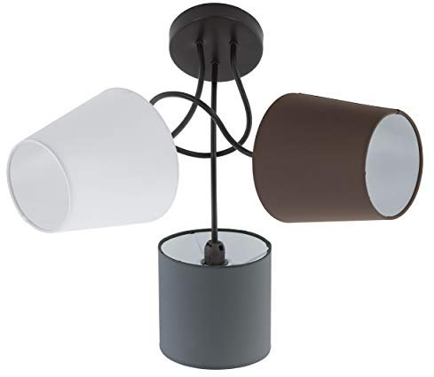 EGLO Deckenlampe Almeida, 3 flammige Textil Deckenleuchte, Material: Stahl, Stoff, Farbe: Schwarz, anthrazit, weiß, braun, Fassung: E14