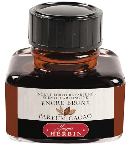Jacques Herbin 13746T - ''Les subtiles'' scented ink bottle for fountain pens and rollerball pens 30 ml, Brown ink and Cocoa fragrance. Made in France