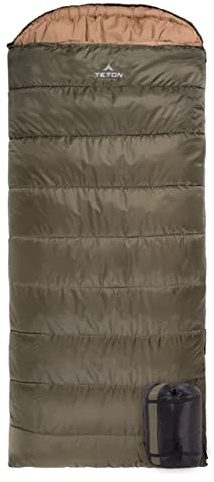 Teton Celsius XXL, 0 Degree Sleeping Bags, All Weather Sleeping Bags for Adults, Camping Made Easy and Warm. Compression Sack Included, Green