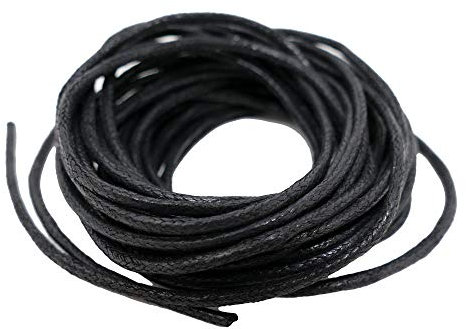 Cordón de Algodón Encerado - 2mm 5 Metros Cordón Negro - Shamballa Macrame - Hilo para Hacer Pulseras Collares Joyas - Ideal para Bricolaje