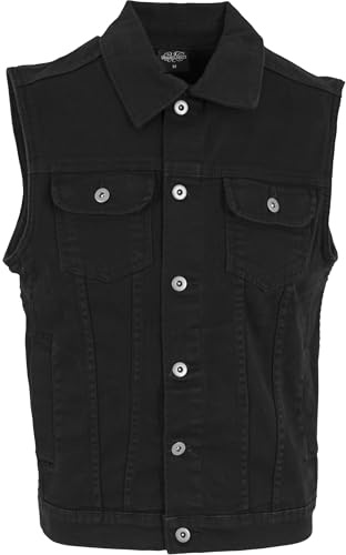 Urban Classics Men's Denim Vest Gilet, Black (Black Dark), S UK