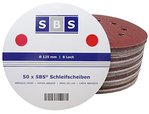 SBS 50 Stück Schleifscheiben | ø 125 mm | 8 Loch | Korn 100 - für Exzenter Schleifer