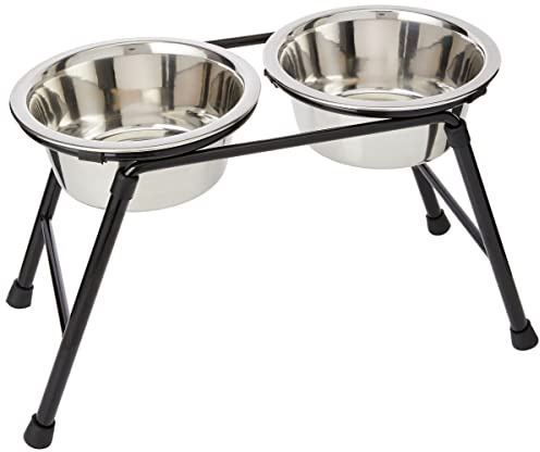 Classic Pet Products 4552 Comedero Doble, con Soporte y 2 Platos de Acero Inoxidable, 2 x 900 ml, Altura 220 mm