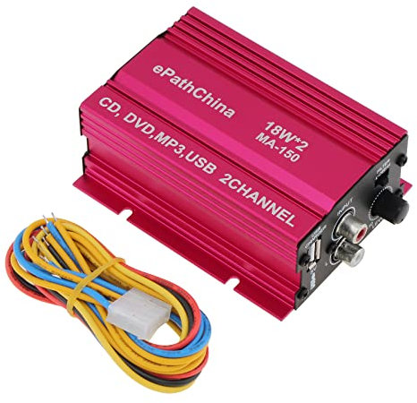 ePathChina 2 x 18W 2-Channel Mini Hi-Fi Car Stereo Audio Amplifier, DC9-15V AMP Electrical Portable DIY Amplifier Subwoofer for Speaker Auto Car Motorcycle Tablet PC TV Laptops