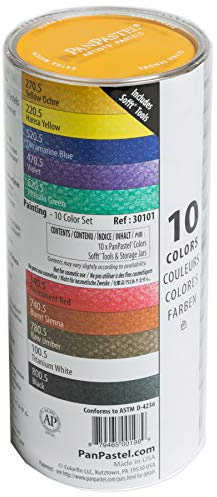 PANPASTEL Set de 10 couleurs de pastel sec, 9ml chacune, utilisable avec fuseau, crayon, marqueur, peinture + assortiment d’outils Sofft – Set Basique