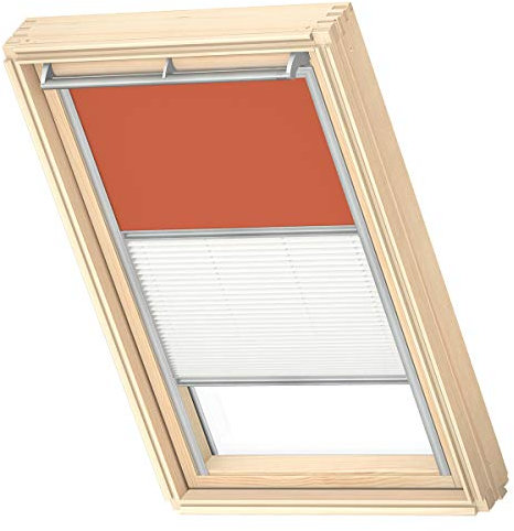 VELUX Original Dachfenster Duo Verdunkelungsrollo für S08 / 608, Orange, mit Grauer Führungsschiene