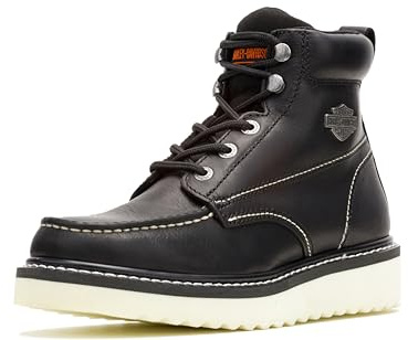 Harley-Davidson Men's Beau Leather Motorcycle Casual Wedge Boot, Black, 10.5