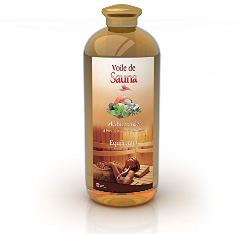 Camylle - Voile de Sauna Méditerranée - Fragrances à base d’Huiles Essentielles 100% Pures et Naturelles pour Sauna - Equilibrant aux arômes frais et fleuris - 1000ml