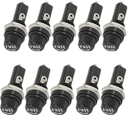 yueton Pack of 10 AC 15A 125V Black Electrical Panel Mounted Screw Cap Fuse Holder