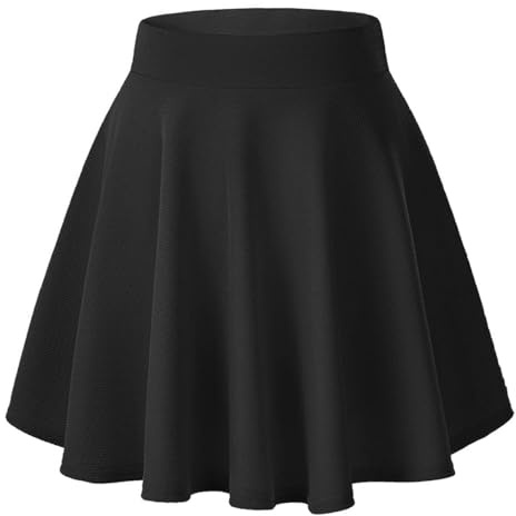Urban CoCo Women's Basic Versatile Stretchy Flared Casual Mini Skater Skirt (Large, Black)