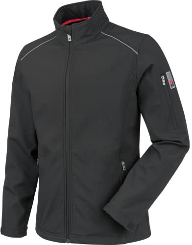 WÜRTH MODYF Softshelljacke City – hochwertige Unisex Arbeitsjacke in den Größen L – wasserabweisend (8.000 mm WS) mit Kinnschutz & Reflexbiesen – in Schwarz
