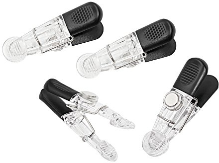 Wedo 6422016 nos magnethållare (glansig, plast, räfflade handtag ytor, stark vidhäftning) 4 stycken, glasklar/svart