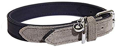 Rosewood Luxury Leather Dog Collar, 12-16inch, soft touch navy, blue