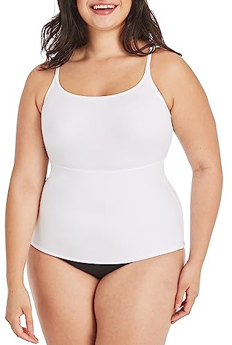 Maidenform Tank Top, Tummy Control Shapewear for Women, Back-Smoothing Fajas Cami (Plus Size, Too) Camisón, Blanco, XXL para Mujer