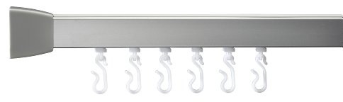 Croydex Professional Profile 800 L-Shaped Shower Rail with Hooks and Gliders, 76 x 167.5 cm, Silver