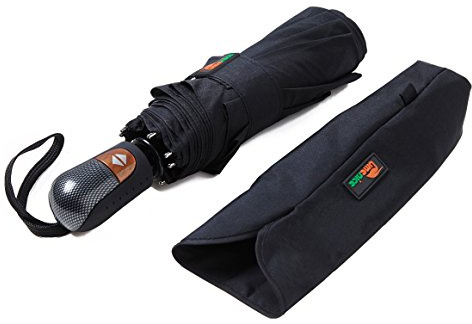 umenice Automaitc Travel Umbrella Windproof with 210t Fabric Black
