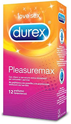 Durex Pleasuremax Preservativi Stimolanti con Nervature, 12 Profilattici