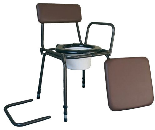 Aidapt Free Standing Height Adjustable Stacking Commode Chair with Padded Back, Detachable Arm Supports and Padded Over Seat Fully Assembled