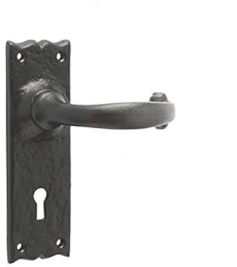 Black Antique Door Handles Lever Lock Plain