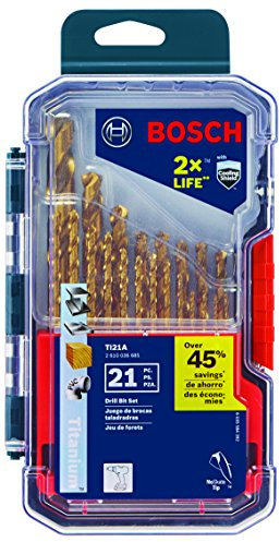 BOSCH TI21A - Juego de brocas de titanio de 21 piezas