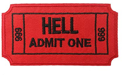Écusson brodé Hell Admit One 666 Ticket à coudre ou à repasser