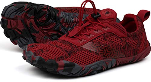 Joomra Barefoot Trail Running Shoes Women Minimalist Barefoot Size 10.5-11 Red Zero Drop Athletic Hiking Fitness Trekking Gym Wide Toes Five Fingers Workout Sneakers 42