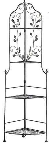 Beliani Eckregal schwarz mit Verzierungen aus Metall mit 4 Ablageflächen Siderno